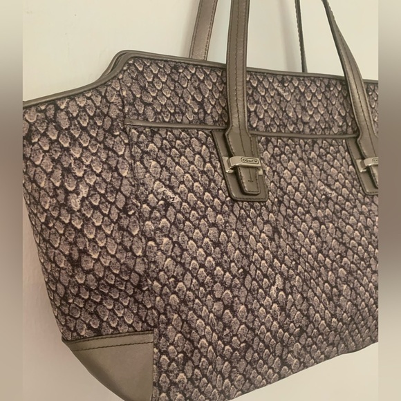 Coach Taylor Snake Alexis Tote Carryall Shoulder Bag Leather Trim New F26034 - Picture 4 of 16